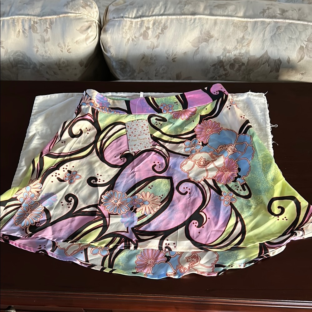 Free People Asymmetrical Mini Skirt in Purple and Pink